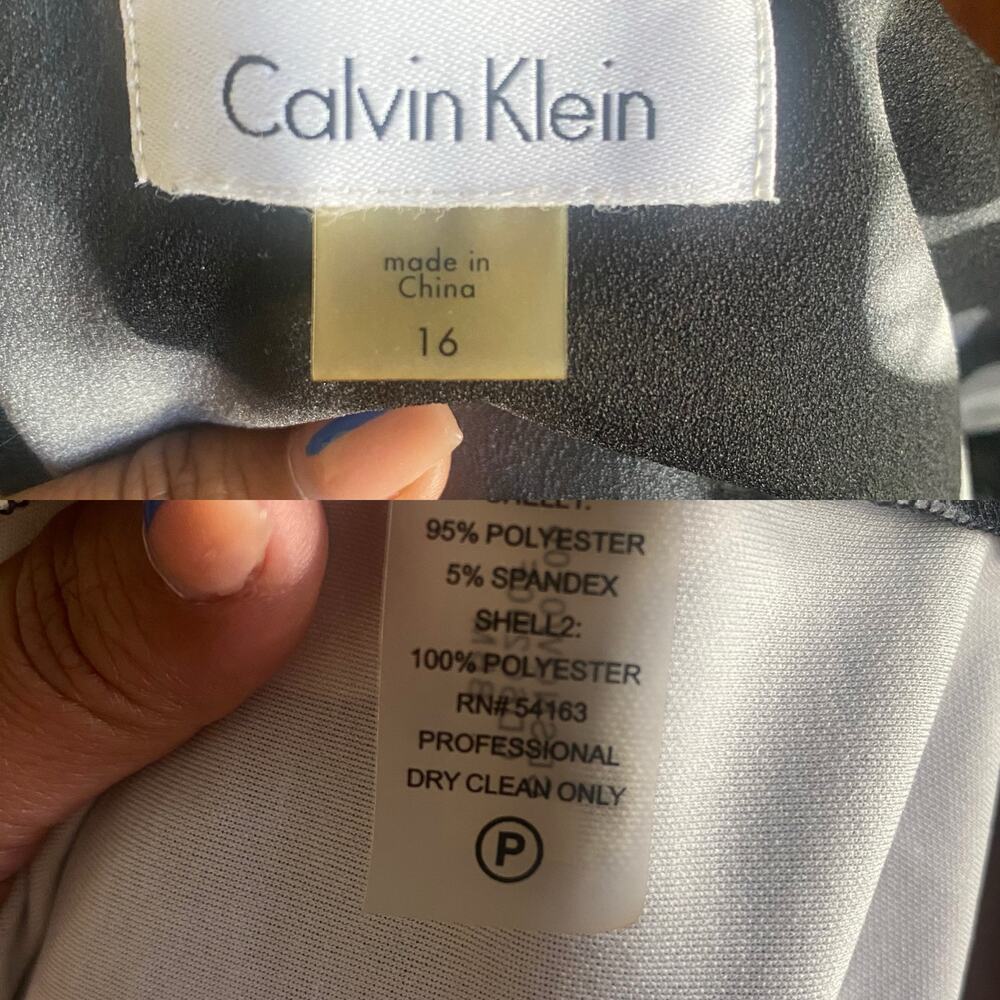 Calvin Klein Floral Mesh Yoke Shift Dress Black White 16 Corporate Cocktail - Picture 10 of 17